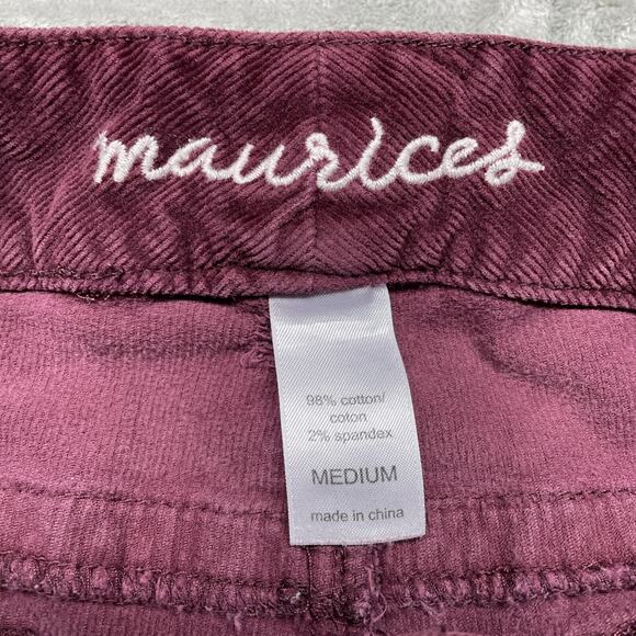 Maurices Women's Slim Wine Burgundy Corduroy Dress Mid Rise Pants Carrier Size M - Picture 2 of 10